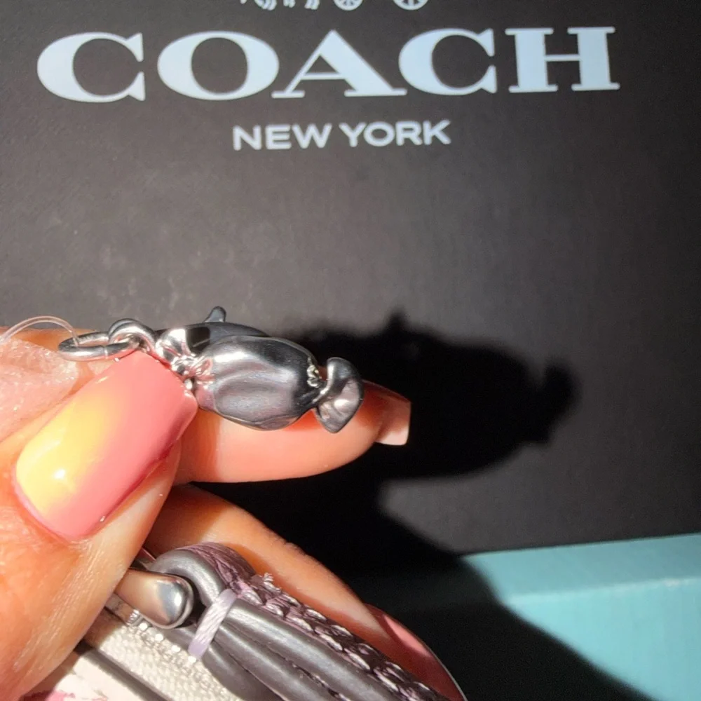 Coach Corner Zip Wristlet With Candy Print And Charm